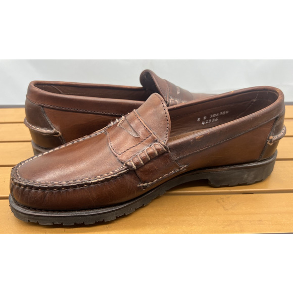 New! Allen Edmonds Rockland Brown Leather Penny Loafers Lug Sole Mens 8 D main image 5